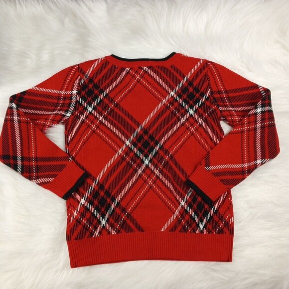 NWT CHARTER CLUB Fall Christmas Sweater Girls Size 5 Plaid Pullover Crew Neck - Picture 8 of 10